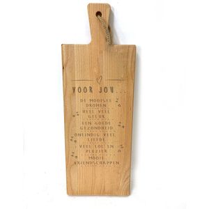 Grote borrelplank / snijplank met tekst gravure : VIER HET LEVEN. Cadeau-verjaardag-kampioen-trouwdag-samenwonen-nieuw huis-housewarming-feest. Het formaat is 20x56cm