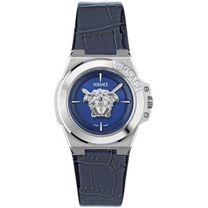 Versace Hera VE8D00124 Horloge - Leer - Blauw - Ø 38 mm