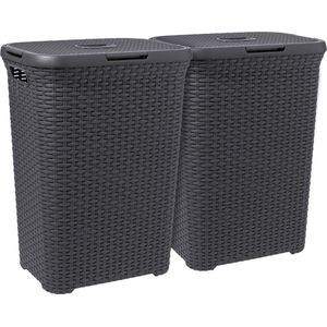 Curver Style Wasmand met deksel - 60L - 2 stuks - Antraciet