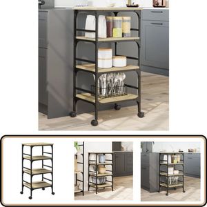 vidaXL Keukentrolley - 45x35x89,5 cm - Sonoma Eiken Keuken Trolley - Vintage Stijl - Houten Keukentrolley - Keukenkasten - Opslagoplossing