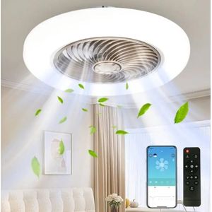 LuxiLamps - Smart Lamp Ventilator - Met Afstandsbediening en APP - Plafondventilator - 45 cm - Goud - Keuken Lamp - Woonkamerlamp - Moderne lamp