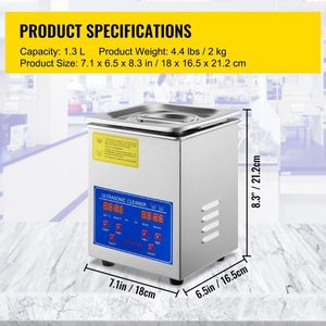 SteeFly® Ultrasoon Reiniger 1.3 L - Roestvrij Staal Professionele Ultrasone Reinigingsapparaat - Digitale Timer-Sieraden-Brillen-Tanden