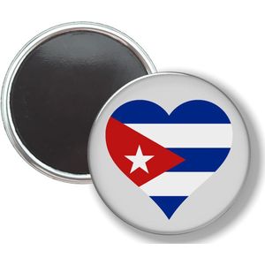 Button Met Magneet - Hart Vlag Cuba - NIET VOOR KLEDING