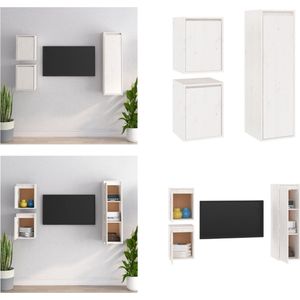 vidaXL Tv-meubelen 3 st massief grenenhout wit - Tv-kast - Tv-kasten - Tv-meubel - Hifi-meubel