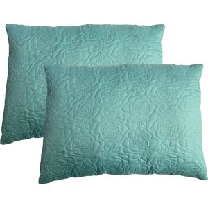 2x Plain - Sierkussen - Zacht - SyndonFill ® - Wasbaar - 60x70cm - Turquoise