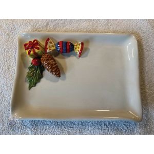 BellaCeramics 002 | bord snoep | servetbord klein vierkant | kerstmis - sinterklaas | Italië - Italiaans keramiek servies 23 x 16 cm H 2 cm