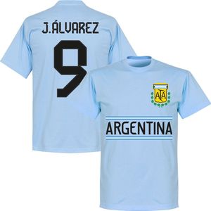 Argentinië J. Alvarez 9 Team T-Shirt - Lichtblauw - M
