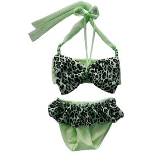 Maat 80 Bikini zwemkleding NEON Groen tijgerprint strik badkleding baby en kind dierenprint fel groene zwem kleding leopard