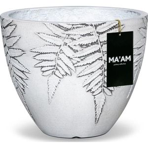 MA'AM Vio - Ronde Bloempot -D24x20 - Wit - Varen plant design - Duurzame kwaliteit - Afwateringsgat