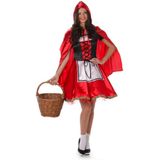 Karnival Costumes Roodkapje Kostuum Dames Carnavalskleding Dames Carnaval - Polyester - Maat S - Rood - 2-Delig Jurk/Cape met Capuchon