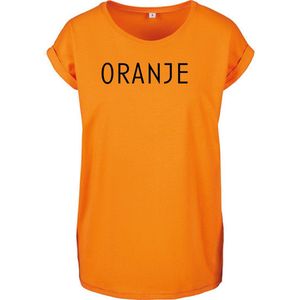 T-shirt Dames Oranje - Maat M - Oranje - Zwart - Dames shirt korte mouw met tekst