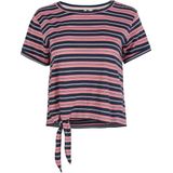 O'Neill T-Shirt Striped Knotted - Pink With Blue - L