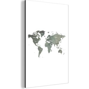 Wanddecoratie Metaal - Aluminium Schilderij Industrieel - Wereldkaart - Grijs - Land - 40x60 cm - Dibond - Foto op aluminium - Industriële muurdecoratie - Voor de woonkamer/slaapkamer