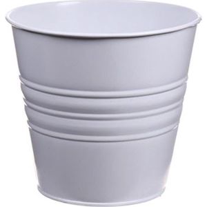 Zinken emmertje/bloempotje - wit - D16 x H13 cm - Plantenpotjes