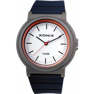 Xonix CAJ-004 - Horloge - Analoog - Mannen - Heren - Siliconen band - ABS - Streepjes - Waterdicht - 10 ATM - Zwart - Grijs