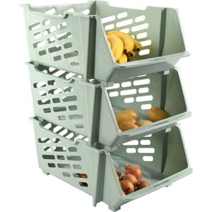 Discountershop 3x Groentemand | opbergmand voor groente en fruit | Mandenrek |Fruit groenten mand | Keukenrek | Rek met Manden |Fruit Opbergmand | Opbergrek | Aanrecht Organiseer | Aardappelbak – Fruitrek