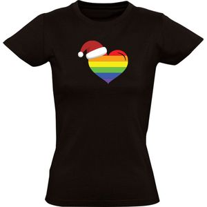 Regenboog hartje Dames T-shirt - kerst - feest - lgbtq - gay - pride - kerstmis