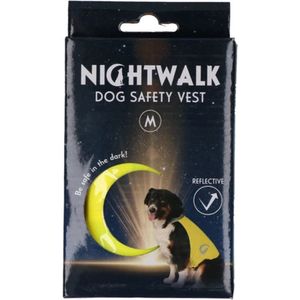 Nightwalk Safety Vest - Veiligheidsvest hond - Hondenvest - Reflecterend veiligheidshesje - Ruglengte 35 cm - Maat M - Geel