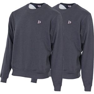 2 Pack Donnay - Fleece sweater ronde hals - Dean - Heren - Maat S - Navy (010)