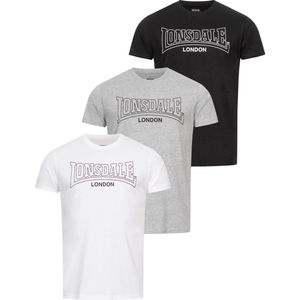 Lonsdale T-Shirt Beanley T-Shirt normale Passform Dreierpack Black/White/Marl Grey-XXL