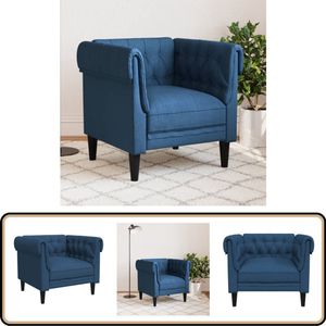 vidaXL Fauteuil - Chesterfield-stijl - Stof - Blauw Fauteuil Chesterfield - Stoffen Fauteuil - Blauwe Fauteuil - Lounge Stoel - Relaxstoel