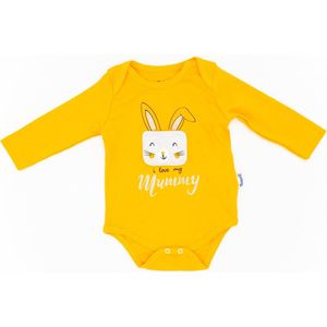 Baby 3 delige set -maat 74/80 - geel - rompertje - broekje muts - kleuren varianten geel - groen - roze maat 62 68 74 80