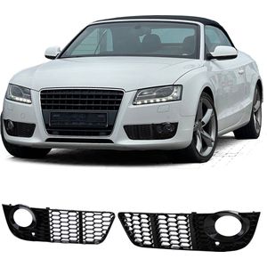 Audi A5 8T 2007 t/m 2011 Honingraat Grill Afdekkap Mistlampen Glans Zwart Styling Coupe Sportback Cabriolet