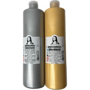 Südor Textielverf set 2 x 500 ml (goud en zilver). Wasbestendige textielverf voor lichte stoffen. Wasmachinebestendig, wasbestendig. Fixatie door strijken