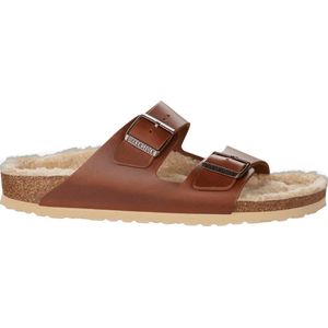 Birkenstock ARIZONA Slipper - Cognac Teddy - Maat 45