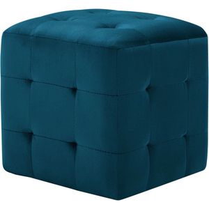 vidaXL Fluwelen Poefen - Set van 2 - Blauw Voetenbank - Poef - Loungepoef - Relaxstoel - Blauwe Meubels