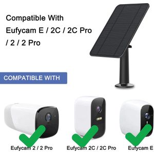 Eufy Zonnepaneel - Eufy Solarpanel - Geschikt voor alle nieuwe EufyCams - 4W - Zwart - 2/2C/2C Pro/E/2 Pro/solocam E20 E40 Wall Mount 4 meter Power Kabel (Zwart) - weerbestendig - Eufy solarpanel