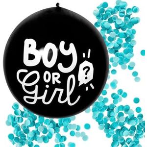 Gender reveal ballon jongen - Blauw / Zwart / Wit - Latex - ⌀ 60 cm - Gender Reveal party - Ballon - Jongens