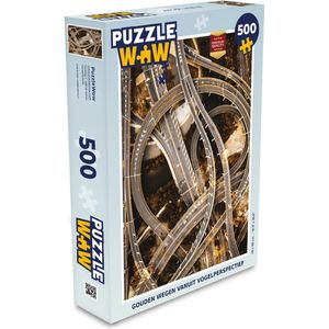 Puzzel Snelweg - Goud - Auto's - Legpuzzel - Puzzel 500 stukjes