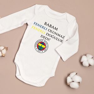 Baby romper met je favoriete turkse voetbalclubs Fenerbahce - Galatasaray - Besiktas - Trabzonspor - Maat 74 lange mouwen - Baby aankondiging