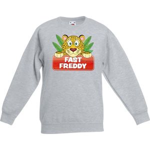 Fast Freddy sweater grijs voor kinderen - unisex - luipaarden trui - kinderkleding / kleding 134/146