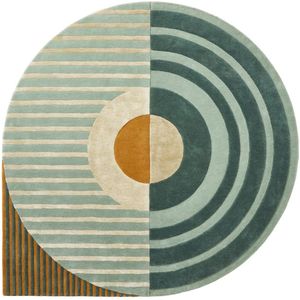 Vloerkleed Brinker Carpets Fano Girare Green - maat 200 cm rond