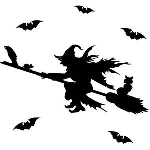 Raamsticker Halloween Heks - Herbruikbaar | 100cm