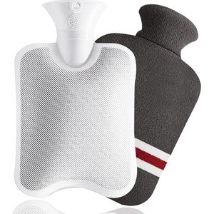 Warmwaterkruik met gebreide hoes - 2,0 l - pijnverlichting - grijs