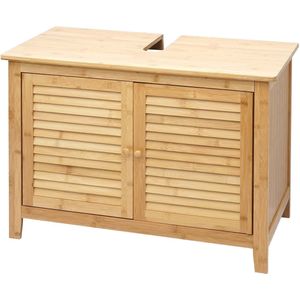 Badmeubel MCW-B18, badkamermeubel, bamboe ~ 60x80x40cm