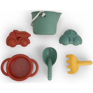 Viking Toys RE:LINE - Emmer Set Met Voertuigzandvormpjes - De Set Bevat 1 Schepje, 1 Harkje, 1 Emmer En 2 Zandvormpjes - Gemaakt Van 100% Gerecycled Plastic - Geschikt Vanaf 1 Jaar