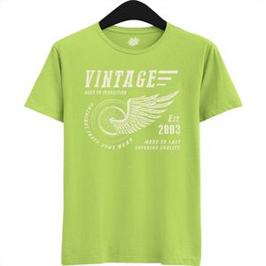 A Vintage Motorcycle Addict Est 2003 | Retro Verjaardag Motor Cadeau Shirt - T-Shirt - Unisex - Appel Groen - Maat 3XL