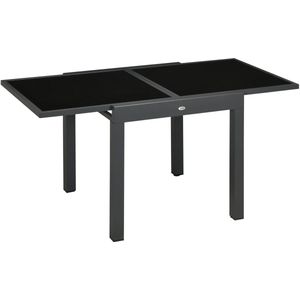 Stemily Tuintafel - Uitschuifbaar - Glazen Blad - Binnen & Buiten - tot 50 KG - 2 tot 6 Personen - 80 - 160 x 80 x 75 cm