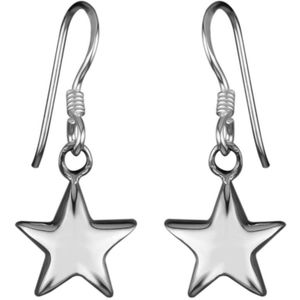 Zilveren oorbellen | Hangers | Zilveren oorhangers met ster