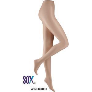 SOX Panty 15 DEN Wineblush XXL Ultrafijne Voile/ Lycra in lichte naturelle kleur met kruisje en rugstuk in de broek