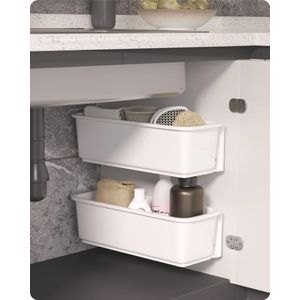 2 Stuks Schuifmanden voor Keuken en Badkamer - Uittrekbare Kastorganizer voor Onder Wastafel en Wandmontage