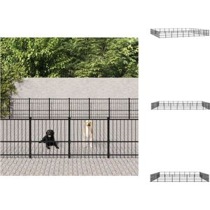 vidaXL Hondenhok - Stalen Hondenkennel - 873x776x100 cm - Zwart - Kennel