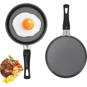 Mini-pan voor een ei 14 cm, mini-eierbraadpan met handvat, hittebestendig, anti-aanbaklaag, draagbaar, camping, koken, omeletpan voor gasfornuis, inductiekookplaat