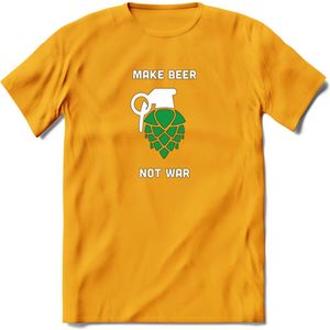 make beer not war Bier T-Shirt | Unisex Kleding | Dames - Heren Feest shirt | Drank | Grappig Verjaardag Cadeau tekst | - Geel - XXL