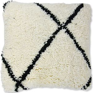 Poufs&Pillows - Fluffy beni ouarain kussen - handgeweven uit natuurlijk wol - vierkant 40x40 cm