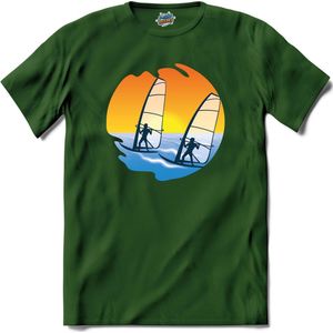 Wind Zeilen | Wind zeilen - Boot - Zeilboot - T-Shirt - Unisex - Bottle Groen - Maat M